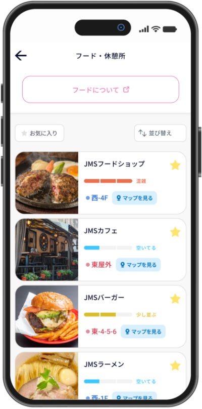 混雑表示の画面